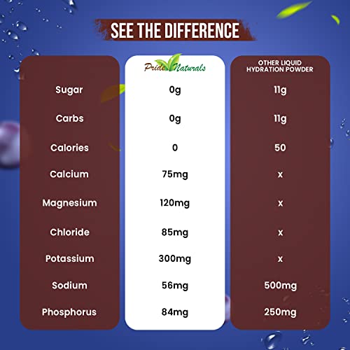 Pride Naturals Electrolyte Powder, No Sugar Hydration Drink for Energy and Immune Support, Sugar Free Keto Electrolytes Powder with Vitamin C, Calcium, Potassium, Zinc (198g, Grape)