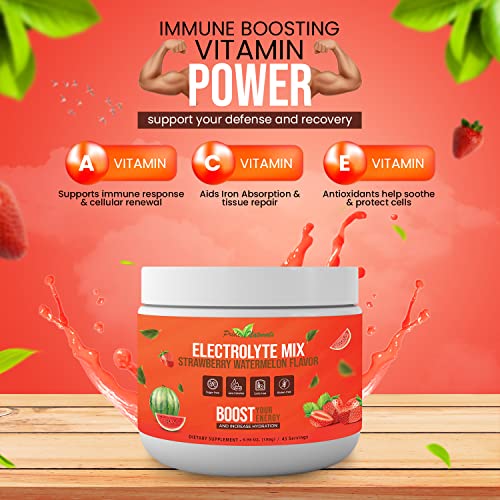 Pride Naturals Electrolyte Powder, No Sugar Hydration Drink for Energy and Immune Support, Sugar Free Keto Electrolytes Powder with Vitamin C, Calcium, Potassium, Zinc (198g, Strawberry Watermelon)