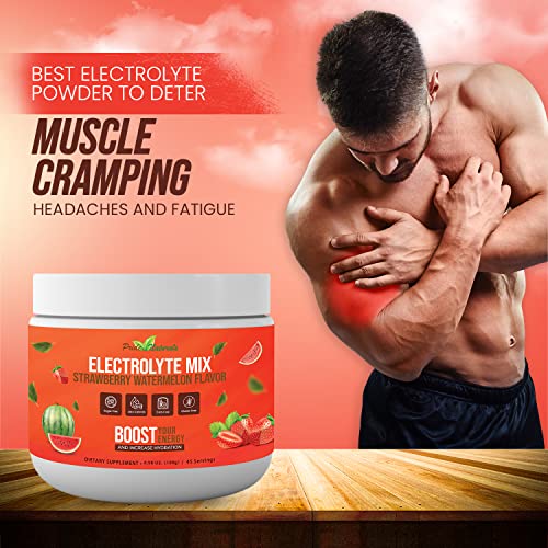 Pride Naturals Electrolyte Powder, No Sugar Hydration Drink for Energy and Immune Support, Sugar Free Keto Electrolytes Powder with Vitamin C, Calcium, Potassium, Zinc (198g, Strawberry Watermelon)