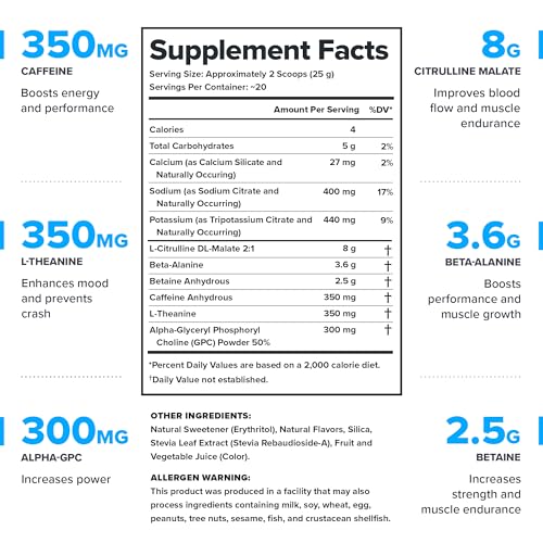 Legion Pulse Pre Workout Supplement - All Natural Nitric Oxide Preworkout Drink to Boost Energy, Creatine Free, Naturally Sweetened, Beta Alanine, Citrulline, Alpha GPC (Fruit Punch)