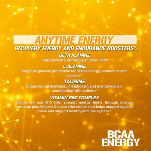 EVL BCAAs Amino Acids Powder - Rehydrating BCAA Powder Post Workout Recovery Drink with Natural Caffeine - BCAA Energy Pre Workout Powder for Muscle Recovery Lean Growth and Endurance - Orange Blast