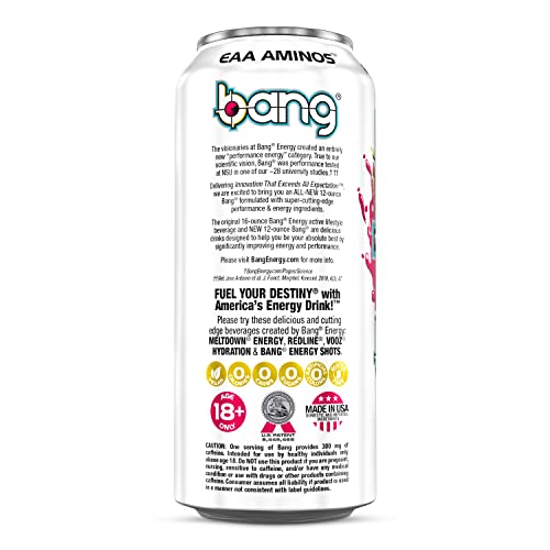 Bang Power Punch Energy Drink, 0 Calories, Sugar Free with Super Creatine, 16 Fl Oz (Pack of 12)