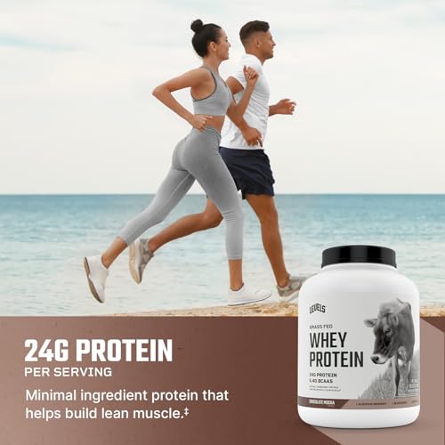 Levels Grass Fed 100% Whey Protein, No Hormones, Chocolate Mocha, 5LB