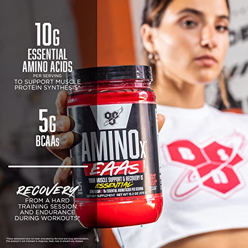 BSN Amino X EAAs, Muscle Recovery & Endurance, 10g Essential Amino Acids, 5g BCAAs, Zero Sugar, Caffeine Free, Purple People Eater, 13.2oz, 25 Servings