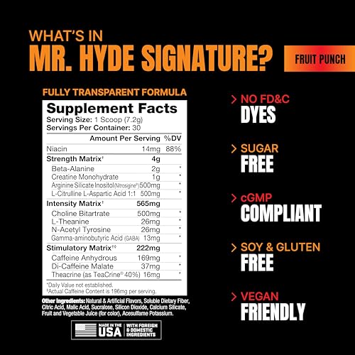 ProSupps? Mr. Hyde? Signature Pre-Workout Energy Drink ? Intense Sustained Energy, Focus & Pumps with Beta Alanine, Creatine, Nitrosigine & TeaCrine (30 Servings, Lollipop Punch)