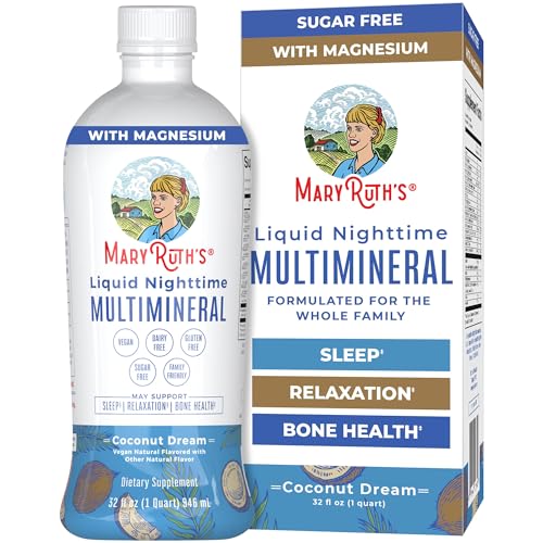 MaryRuth Organics Nighttime Liquid Multimineral Supplement | Sugar Free | Natural Sleep Support for Adults & Kids | Magnesium, Calcium & MSM | Coconut Flavor | Vegan | Gluten Free | 32 Servings