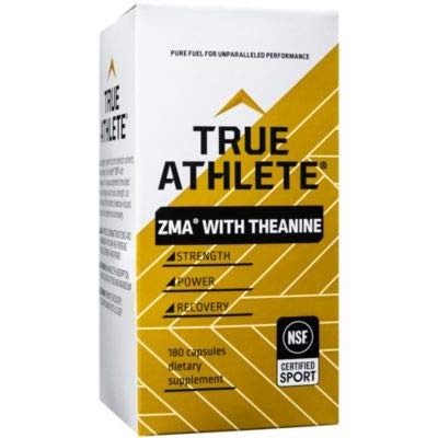 True Athlete ZMA with Theanine Combination of Zinc Magnesium to Help Increase Muscle Strength Power, NSF Certified for Sport (180 Capsules)