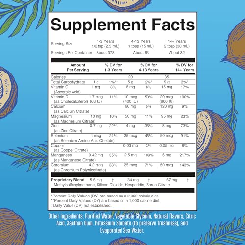 MaryRuth Organics Nighttime Liquid Multimineral Supplement | Sugar Free | Natural Sleep Support for Adults & Kids | Magnesium, Calcium & MSM | Coconut Flavor | Vegan | Gluten Free | 32 Servings