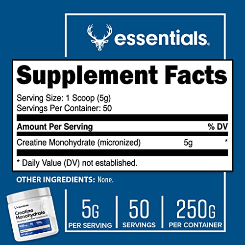 Bucked Up Creatine Monohydrate 250 Grams Powder, Essentials (50 Servings)