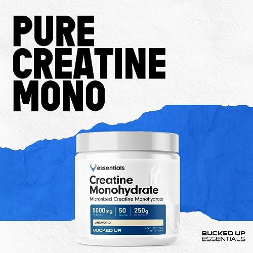 Bucked Up Creatine Monohydrate 250 Grams Powder, Essentials (50 Servings)