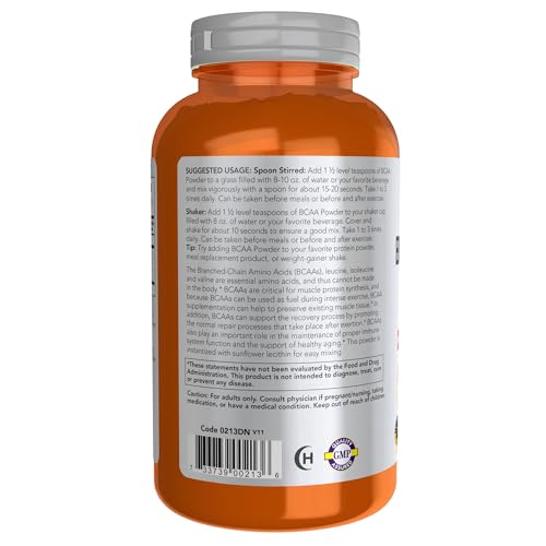 NOW Sports Nutrition, Branched Chain Amino Acid Powder with Leucine, Isoleucine, and Valine, 12-Ounce