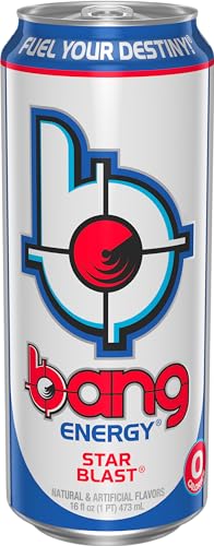 Bang Star Blast Energy Drink, 0 Calories, Sugar Free with Super Creatine, 16 Fl Oz (Pack of 12)