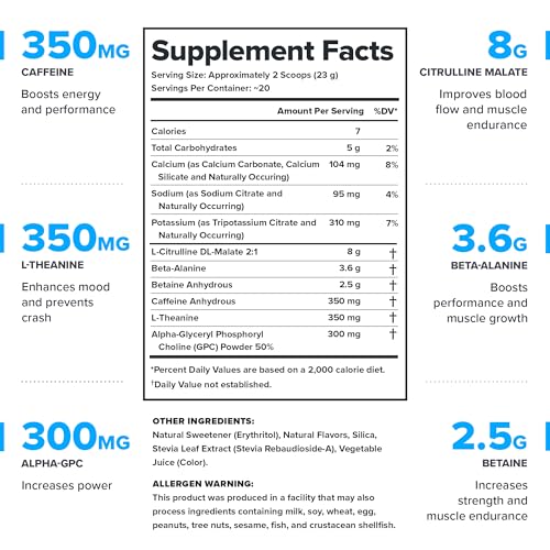 Legion Pulse Pre Workout Supplement - All Natural Nitric Oxide Preworkout Drink to Boost Energy, Creatine Free, Naturally Sweetened, Beta Alanine, Citrulline, Alpha GPC (Cherry Limeade)