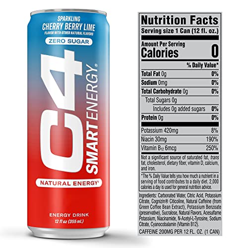 C4 Smart Energy Drink - Sugar Free Performance Fuel & Nootropic Brain Booster, Coffee Substitute or Alternative | Freedom Ice 12 Oz - 12 Pack