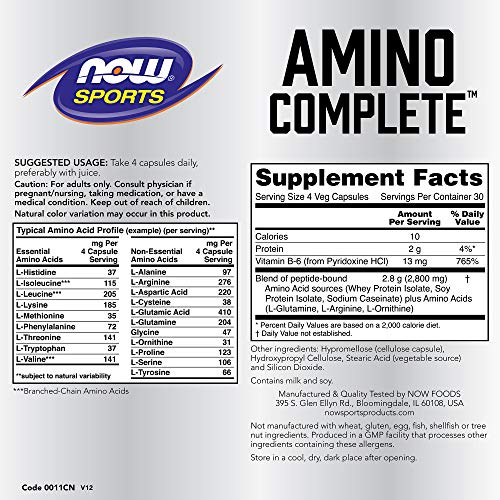 NOW Amino Complete Protein Blend, 120 Veg Caps