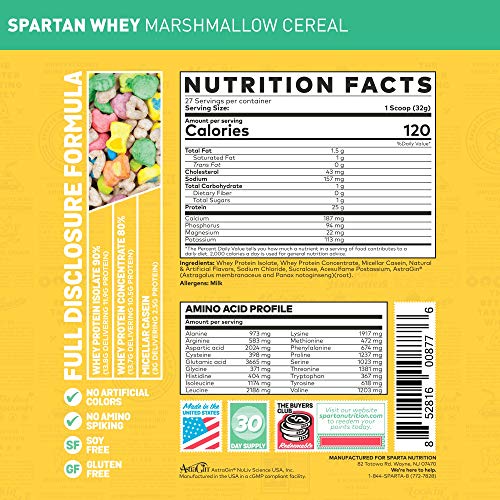 Spartan Whey Protein Powder, Marshmallow Cereal - 2lb