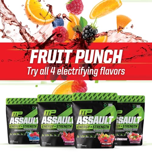 MusclePharm Assault Sport Pre-Workout Powder with High-Dose Energy, Focus, Strength, and Endurance, Fruit Punch, 30 Servings