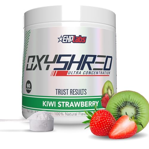 EHPlabs OxyShred Thermogenic Pre Workout Powder & Shredding Supplement - Clinically Proven Preworkout Powder with L Glutamine & Acetyl L Carnitine, Energy Boost Drink - Kiwi Strawberry, 60 Servings