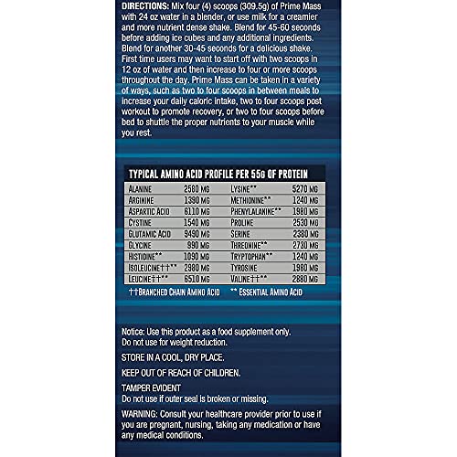 BODYTECH Prime Mass - High Protein Weight Gainer - with 55 Grams of Protein per Serving to Support Muscle Growth - Performance Blend of Creatine, Glutamine & BCAA's - Fruity Cereal (6 Pound)