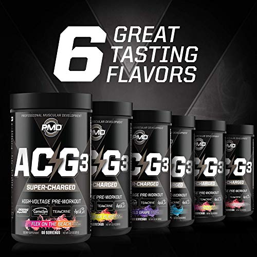 PMD Sports ACG3 Supercharged - Pre Workout - Powerful Strength, High Energy, Maximize Mental Focus, Endurance and Optimum Workout Performance for Men and Women - Gummy Bear Blast (60 Servings)