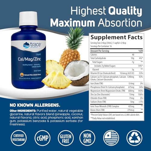 Trace Minerals Liquid Cal/Mag/Zinc, 16-Ounce