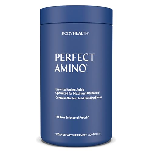 BodyHealth PerfectAmino (300 Tablets) 8 Essential Amino Acids Supplements with BCAA, Increase Muscle Recovery, Boost Energy & Stamina, 99% Utilization, Vegan Branched Chain Protein Pre/Post Workout