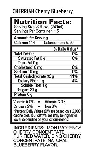 CHERRiSH 100% Tart Cherry Juice (Cherry Blueberry, 12 Pack)
