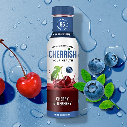 CHERRiSH 100% Tart Cherry Juice (Cherry Blueberry, 12 Pack)