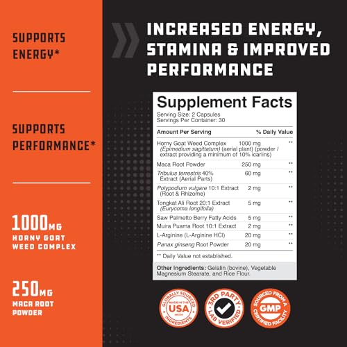 Best Natural Testosterone Booster for Men - Male Enhancement Supplement Estrogen Blocker Energy Pills for Enlargement Muscle Builder Fat Burner and Mood Boost - Male Enhancing Energy Supplement