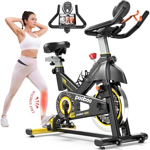 pooboo Magnetic Resistance Indoor Cycling Bike, LCD Monitor, Comfortable Seat