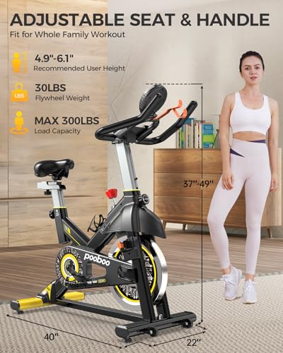 pooboo Magnetic Resistance Indoor Cycling Bike, LCD Monitor, Comfortable Seat