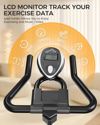 pooboo Magnetic Resistance Indoor Cycling Bike, LCD Monitor, Comfortable Seat