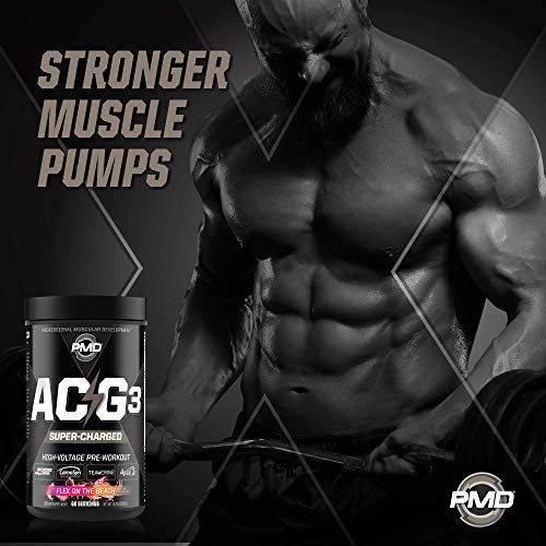 PMD Sports ACG3 Supercharged - Pre Workout - Powerful Strength, High Energy, Maximize Mental Focus, Endurance, Optimum Workout Performance for Men and Women - Flex On The Beach (60 Servings)