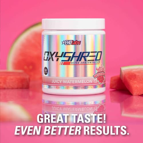 EHPlabs OxyShred Thermogenic Pre Workout Powder & Shredding Supplement - Clinically Proven Preworkout Powder with L Glutamine & Acetyl L Carnitine, Energy Boost Drink - Juicy Watermelon, 60 Servings