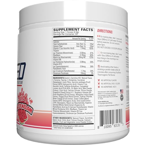 EHPlabs OxyShred Thermogenic Pre Workout Powder & Shredding Supplement - Clinically Proven Preworkout Powder with L Glutamine & Acetyl L Carnitine, Energy Boost Drink - Juicy Watermelon, 60 Servings