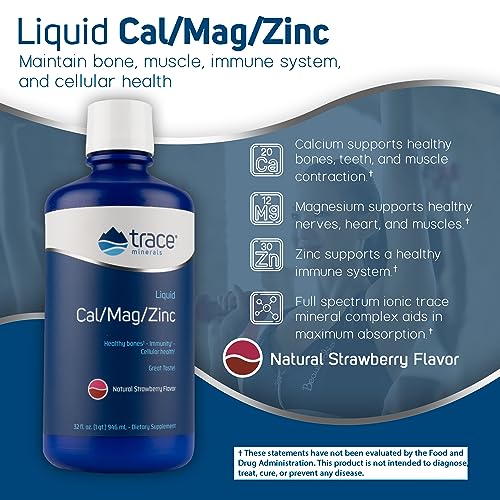 Trace Minerals | Liquid Cal / Mag / Zinc | Calcium, Magnesium, Zinc, Vitamin D3 | Dietary Supplement Supports Tissue, Muscle, and Bone Density