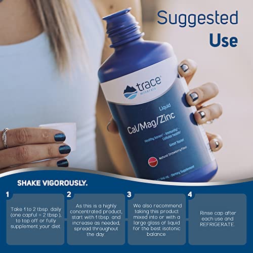Trace Minerals | Liquid Cal / Mag / Zinc | Calcium, Magnesium, Zinc, Vitamin D3 | Dietary Supplement Supports Tissue, Muscle, and Bone Density