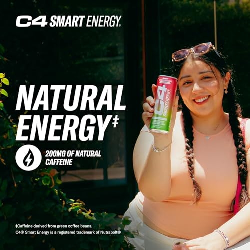 C4 Smart Energy Drink - Sugar Free Performance Fuel & Nootropic Brain Booster, Coffee Substitute or Alternative | Black Cherry 16 Oz - 12 Pack