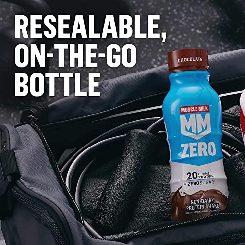 Muscle Mik ZERO Shake, Chocolate, 11.16 Fl Oz Bottles (Pack of 12) + Muscle Milk Zero, 100 Calorie Protein Powder, Chocolate, 15g Protein, 1.65 Pound, 25 Servings