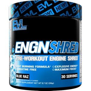 Evlution Nutrition ENGN Shred Pre Workout Thermogenic Fat Burner Powder, Energy, Weight Loss, 30 Servings (Blue Raz)