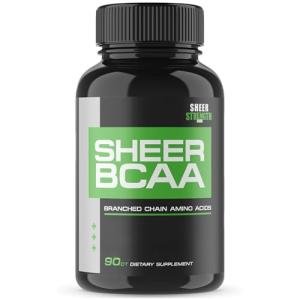 Sheer BCAA Branched Chain Amino Acids Supplement, Muscle Building Post Workout, 90 BCAA Capsules, 30 Day Supply