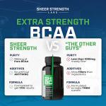 Sheer BCAA Branched Chain Amino Acids Supplement, Muscle Building Post Workout, 90 BCAA Capsules, 30 Day Supply