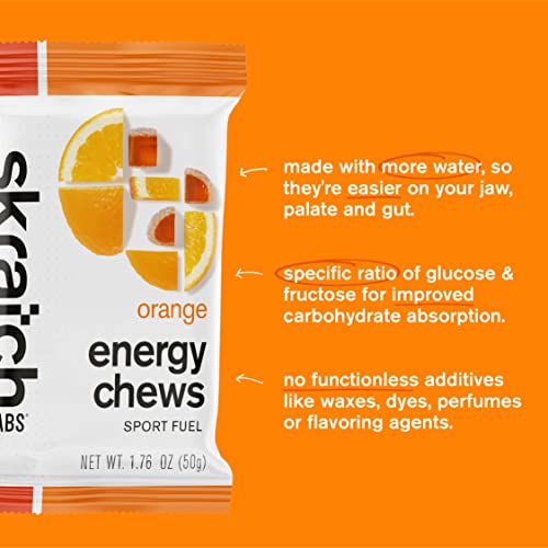 SKRATCH LABS Sport Energy Chews, Orange (10 Pack) - Developed for Athletes and Sports Performance, Gluten Free, Dairy Free, Vegan