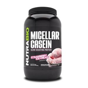 NutraBio Micellar Casein Protein Powder 2lb Strawberry