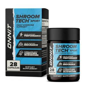 ONNIT Shroom TECH Sport (28ct) | All Natural Pre-Workout Supplement with Ashwagandha, Cordyceps Mushroom, and Rhodiola Rosea