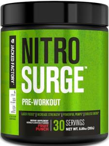 NITROSURGE Pre Workout Supplement - Endless Energy, Instant Strength Gains, Clear Focus, Intense Pumps - Nitric Oxide Booster & Powerful Preworkout Energy Powder - 30 Servings, Fruit Punch