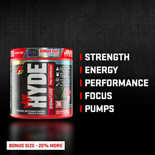 ProSupps® Mr. Hyde® Signature Pre-Workout Energy Drink – 20% More - Intense Sustained Energy, Focus & Pumps with Beta Alanine, Creatine, Nitrosigine & TeaCrine (36 Servings, Lollipop Punch)