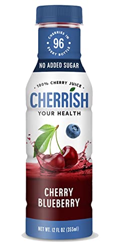 CHERRiSH 100% Tart Cherry Juice (Cherry Blueberry, 12 Pack)