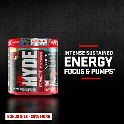 ProSupps® Mr. Hyde® Signature Pre-Workout Energy Drink – 20% More - Intense Sustained Energy, Focus & Pumps with Beta Alanine, Creatine, Nitrosigine & TeaCrine (36 Servings, Lollipop Punch)