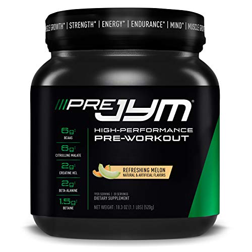 Pre JYM Pre Workout Powder - BCAAs, Creatine HCI, Citrulline Malate, Beta-Alanine, Betaine, and More | JYM Supplement Science | Refreshing Melon Flavor, 20 Servings